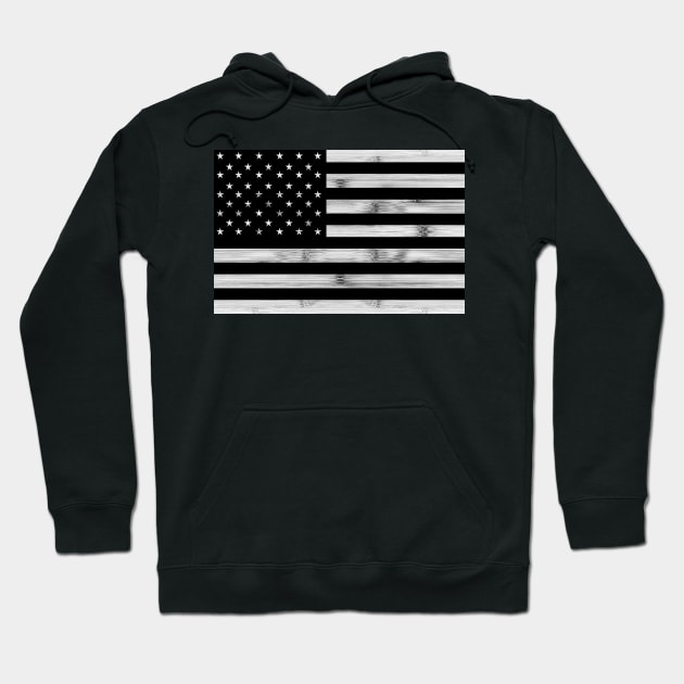 USA flag Rustic Wood Black White Patriotic America 4th of July stars stripes Hoodie by PLdesign